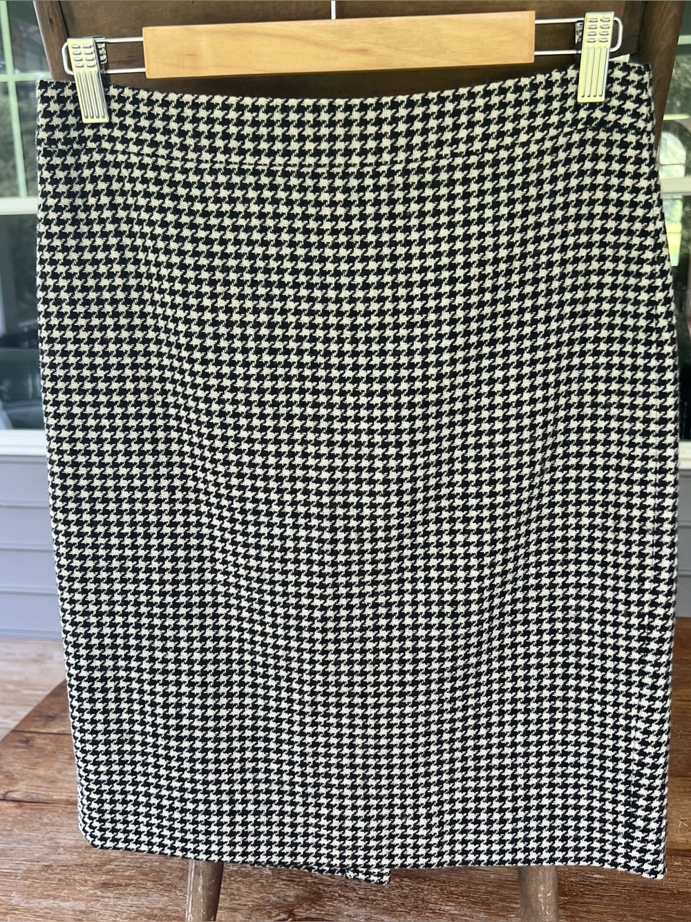 J.Crew Houndstooth Wool Blend Pencil Skirt Size 2 Fall Classic Corporate Career